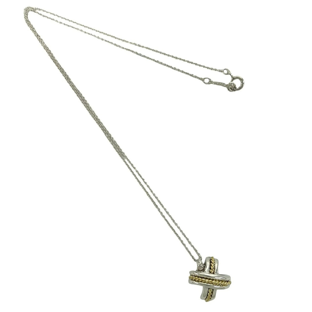 TIFFANY&Co. Tiffany Signature Cross Necklace, Sterling Silver 925, 18K 750YG ...